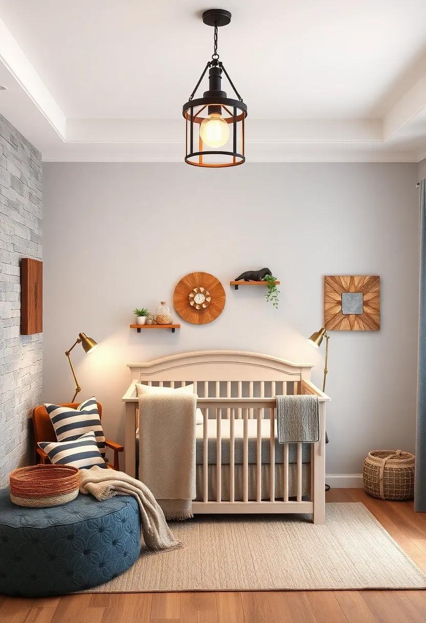 rustic Lighting Fixtures: Opt for lantern-style lamps or pendant lights to create a cozy ambiance, perfect for bedtime stories