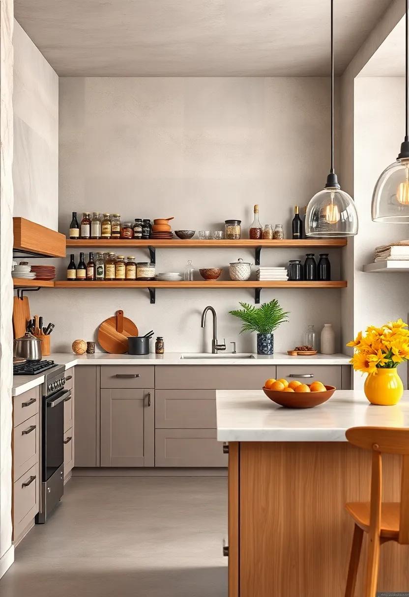 Celebrate culinary passion in a chef-inspired kitchen where open shelving displays⁤ an impressive array of spices, oils, and unique kitchen gadgets