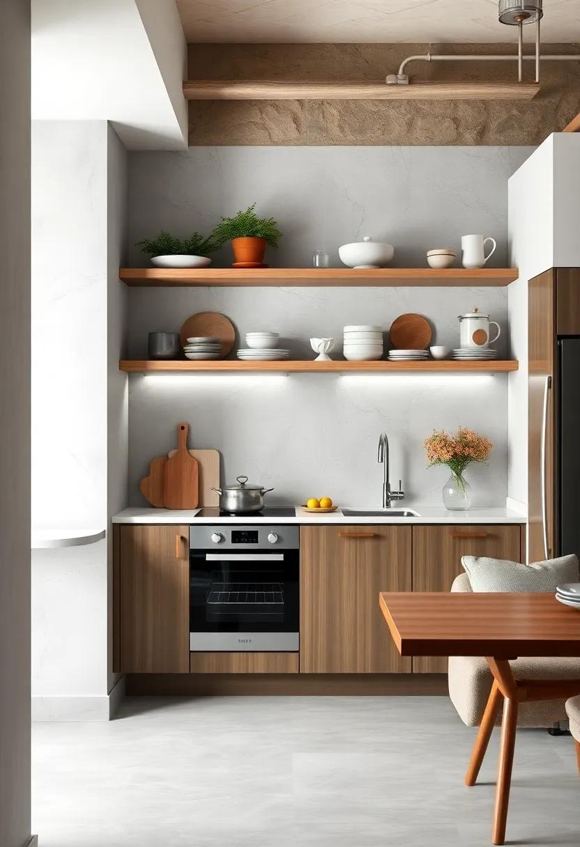 Embrace functionality⁤ in a compact kitchen layout with open shelves that not only save space but also provide easy access⁢ to essentials