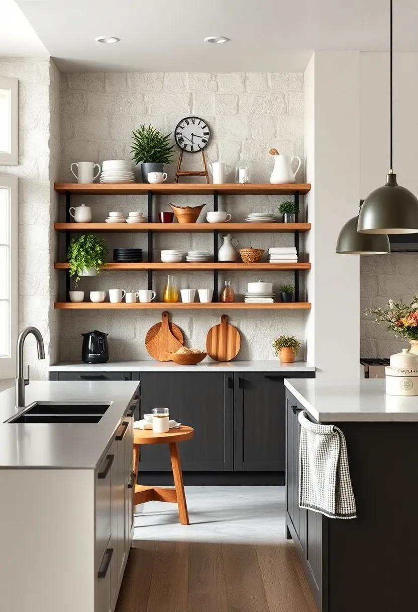 embrace the​ scandinavian​ philosophy of 'hygge' with open shelving that displays cozy kitchen ​essentials like mugs and baked goods