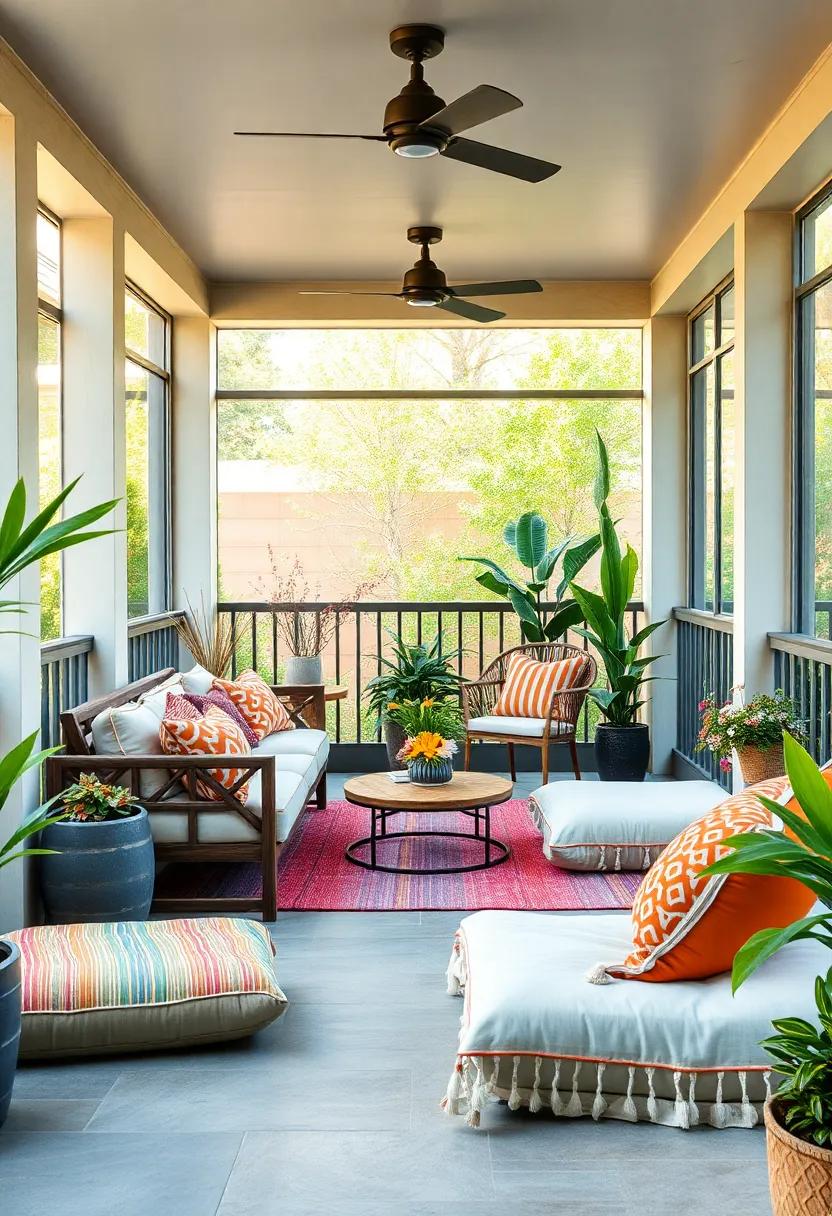 Floor Cushions:‌ Lay down large, colorful floor cushions to create casual ‌seating that feels laid-back and inviting for guests