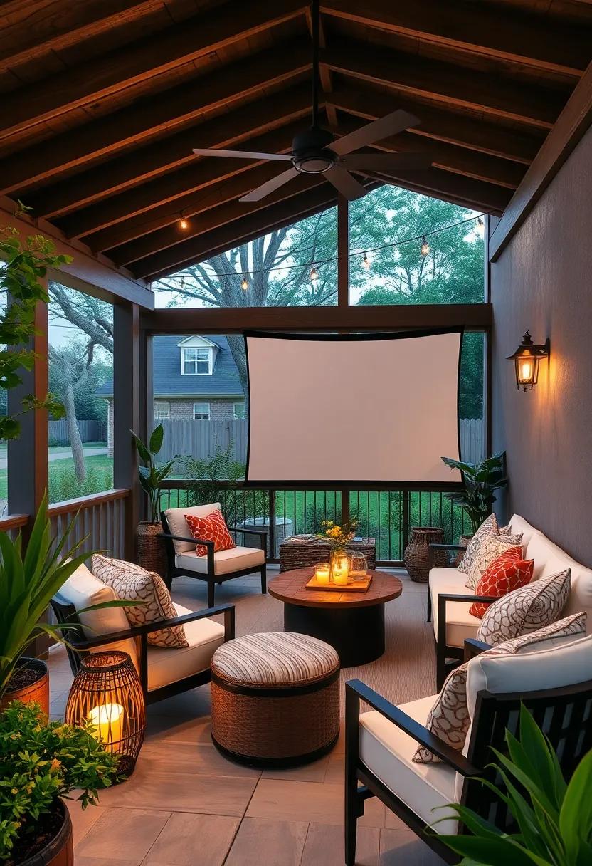 Outdoor Movie Setup: Create a cozy corner⁣ with a makeshift projector screen for movie nights under the stars, surrounded by comfy seating