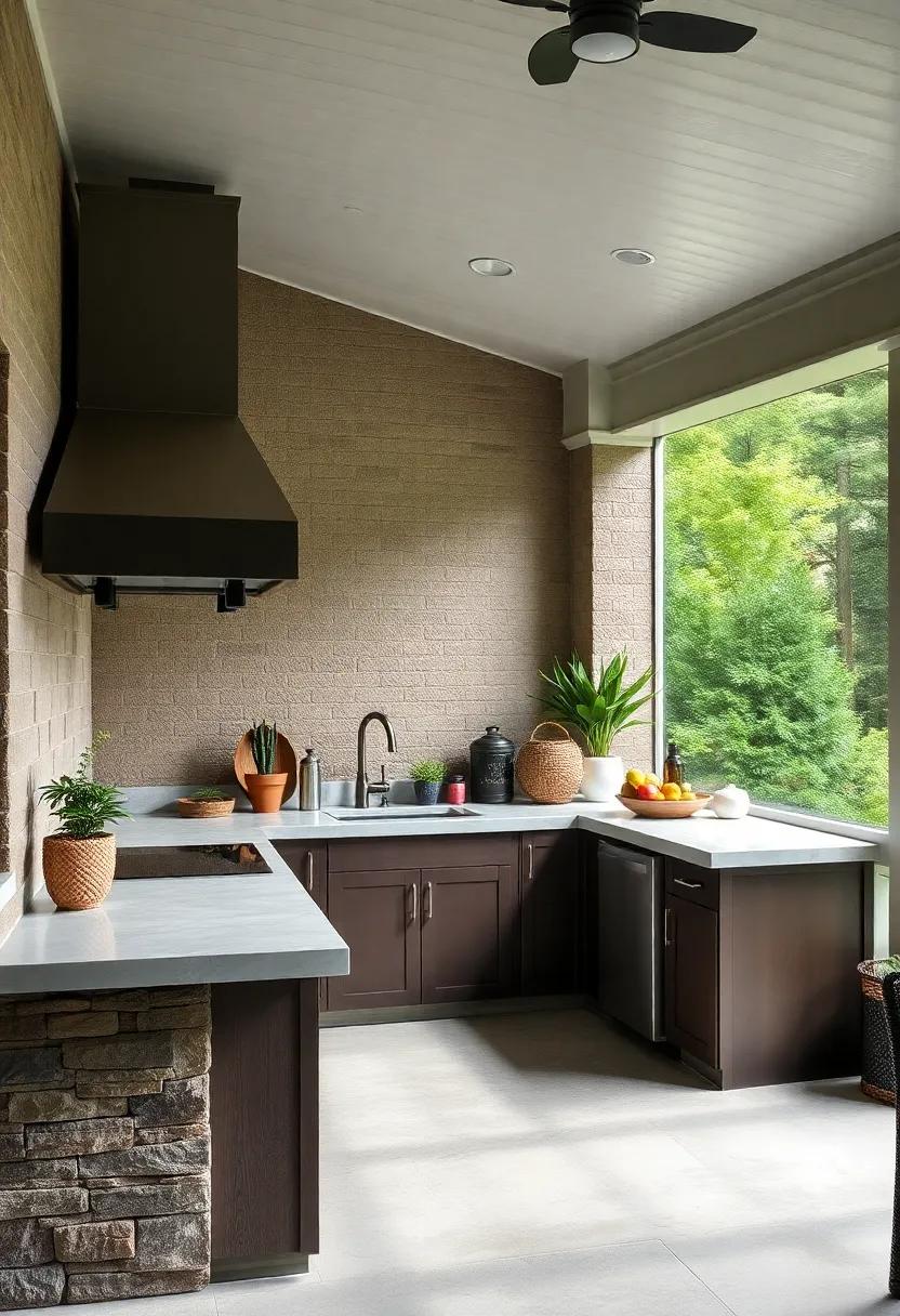 Dive into the sophistication of a contemporary screened ‌porch ⁣kitchen featuring an L-shaped countertop and a⁣ sleek under-mount sink,designed⁣ for the ultimate culinary‌ adventure