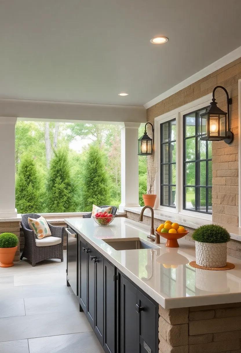 Delight in a family-friendly screened porch ‍outdoor kitchen that‍ includes fun ⁢pops of color, a​ playful sink design, and ample space for⁢ kids to help⁣ in meal ‌preparations