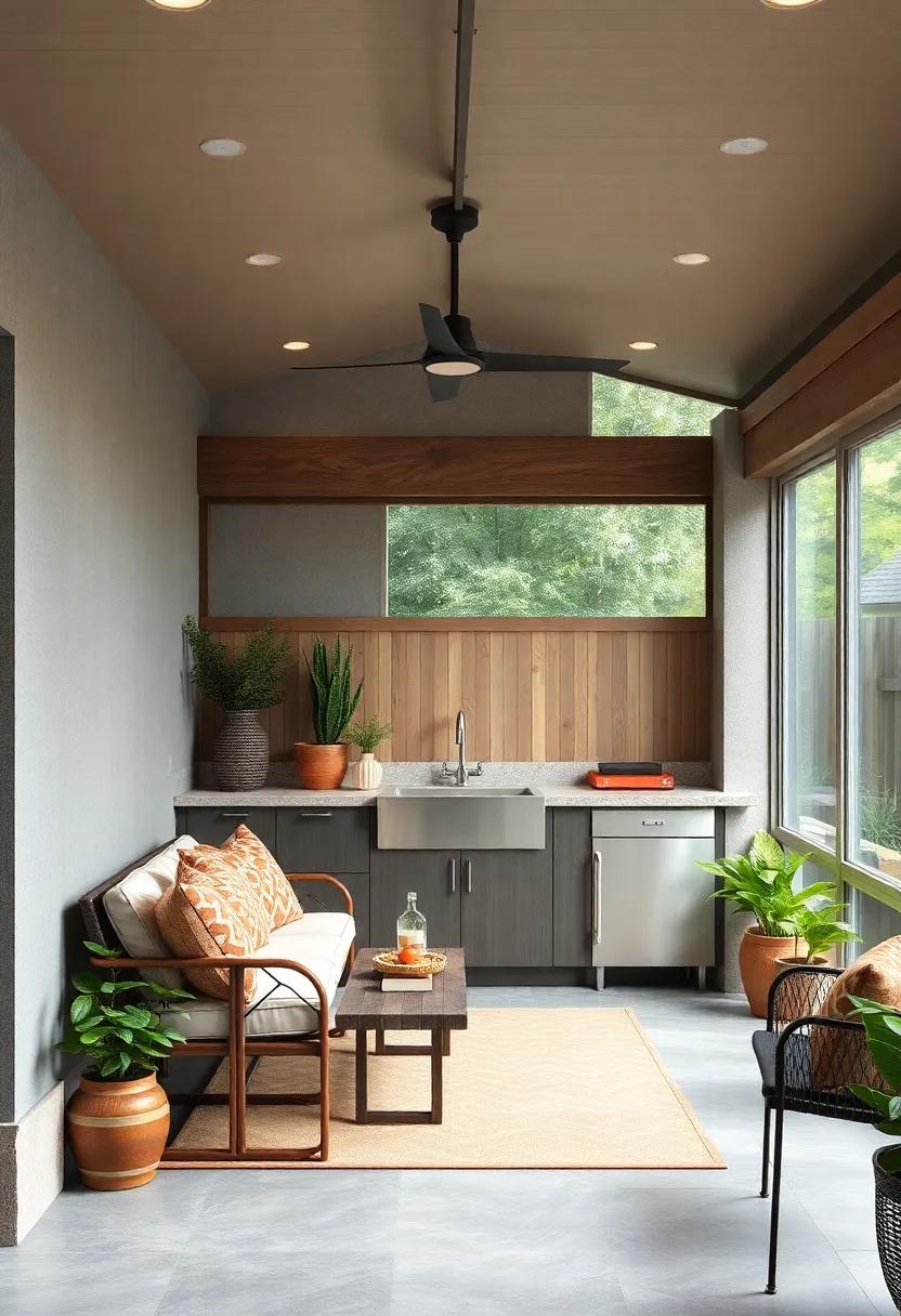 Relish the idea ⁣of a sleek‌ urban screened porch kitchen with a built-in sink that ingeniously maximizes‌ space while offering a fashionable and functional cooking hub