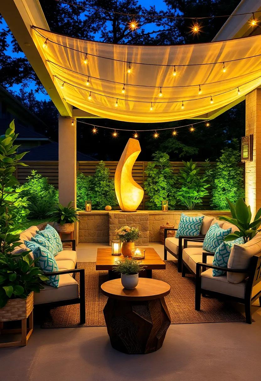 Artistic Sculptures ‌with Lights: Use ⁢artistic outdoor sculptures‍ that‌ integrate lighting to create stunning visual‌ art pieces by ⁣night