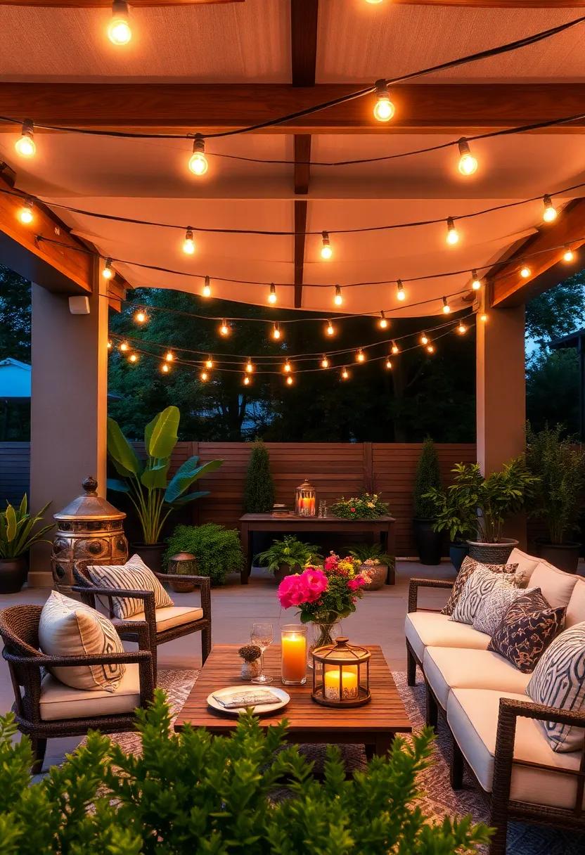 Festoon Lights Overhead: Create a‌ cozy canopy with⁤ festoon lights strung overhead, perfect for summer‌ barbecues or⁣ evening gatherings