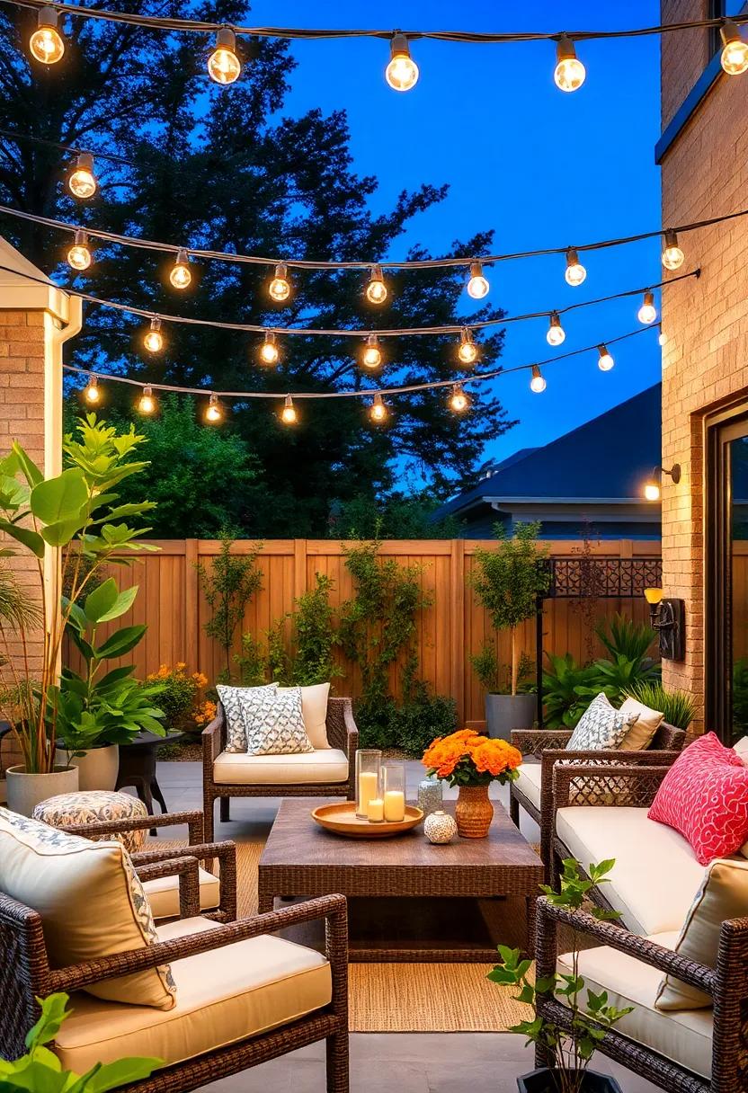Hanging String ⁢Lights: ⁢Hang oversized string lights ⁤above your​ patio seating to add a festive ⁢touch reminiscent of summer ‍evenings