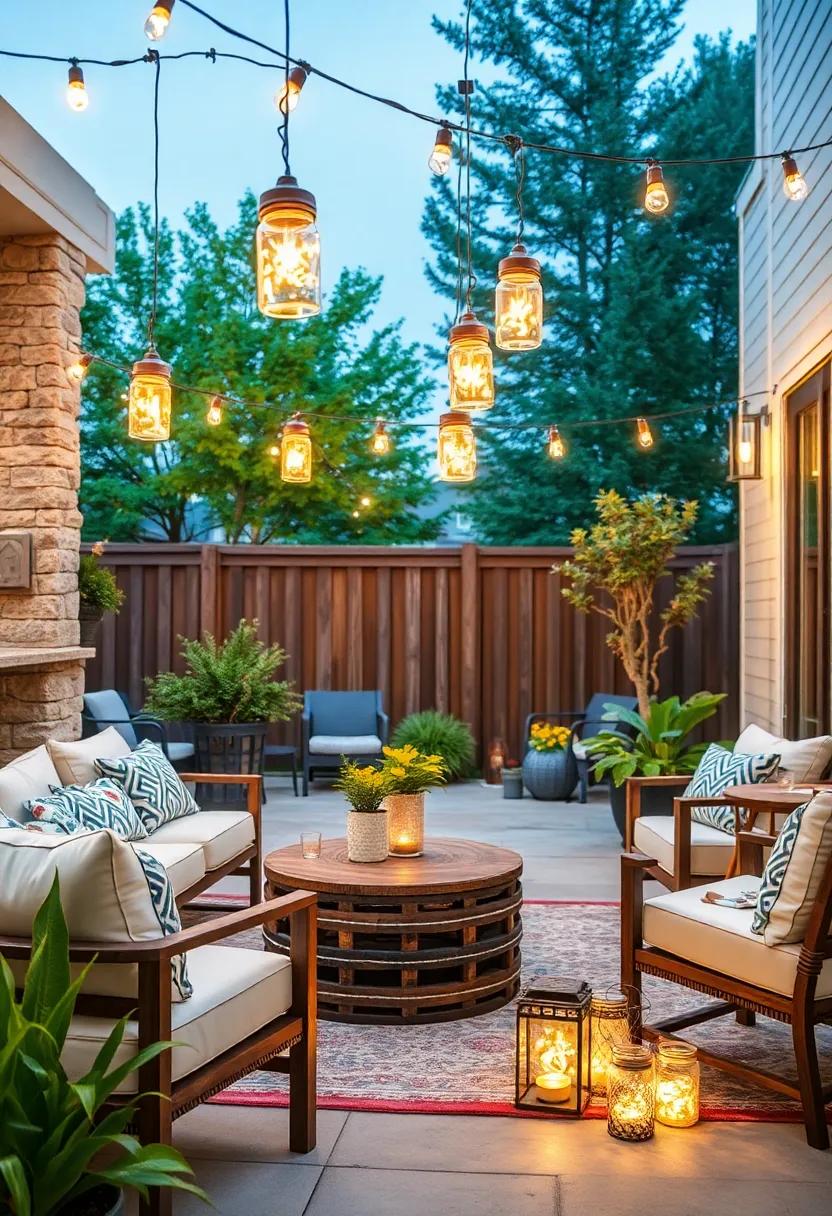 Hanging​ Mason Jar Lights: Fill mason jars ‌with‌ fairy lights and⁤ suspend ⁤them from trees⁤ or hooks to ⁣create a quirky ⁤and charming look