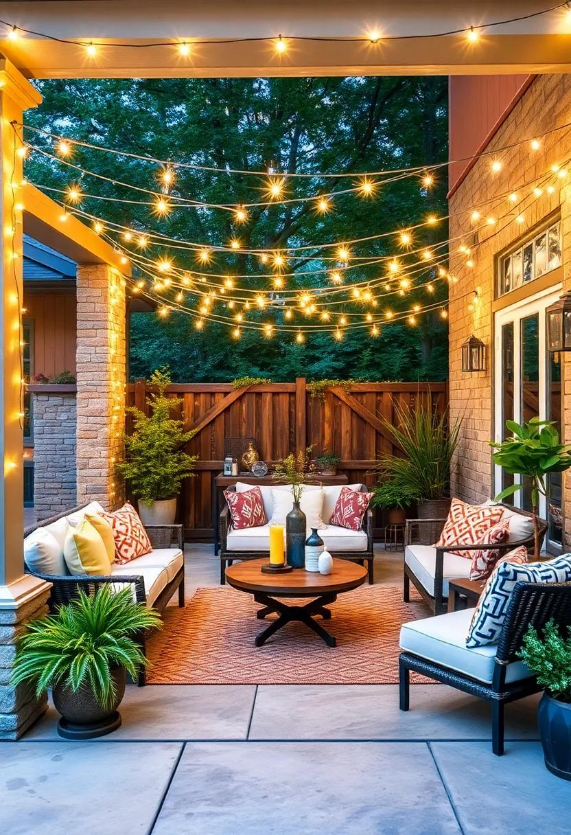 Twinkling Fairy Lights: Drape strings‍ of fairy‍ lights across your patio⁢ to create a ​whimsical atmosphere perfect for starry nights