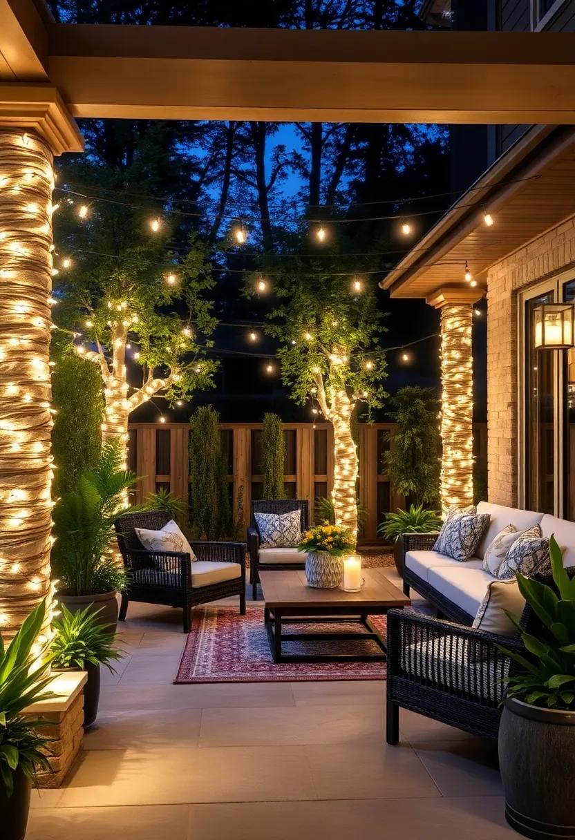 Wrapped ​Tree Trunks: Wrap tree trunks or posts with ​soft white⁣ lights ​to create a magical​ woodland vibe ​without overwhelming the ⁣natural beauty