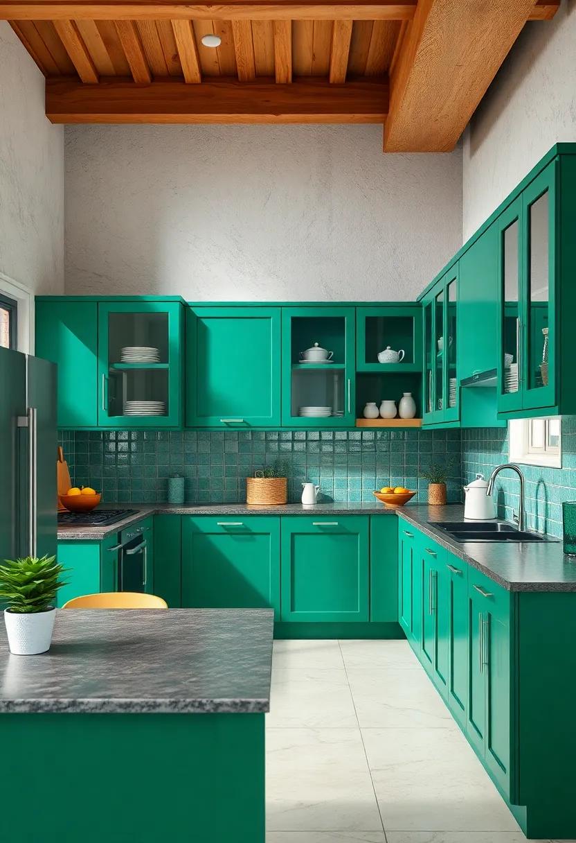 Glass Inserts: Choose green ‌cabinets with‌ glass door inserts to break up the color while showcasing ⁤your favorite ​kitchenware