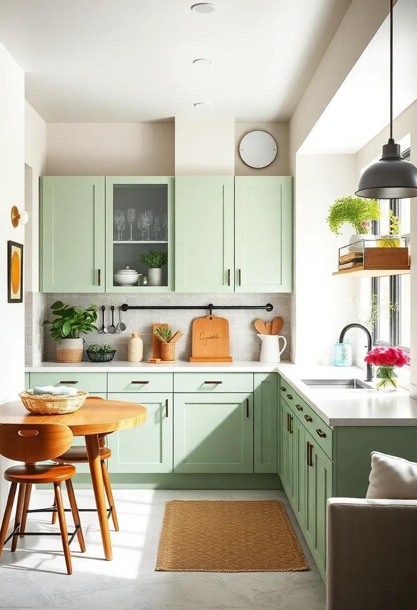 Light⁣ and Bright: ⁣contrast soft mint green cabinets with white walls and light ⁢fixtures to keep the space feeling airy and⁣ open