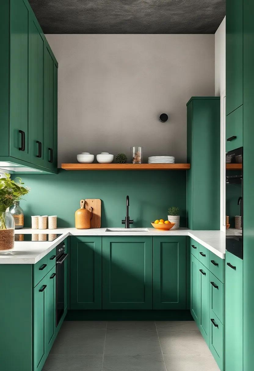 Minimalist Touch: Keep it ⁢sleek with ‌matte,flat-front green cabinets that contribute to a modern minimalist aesthetic