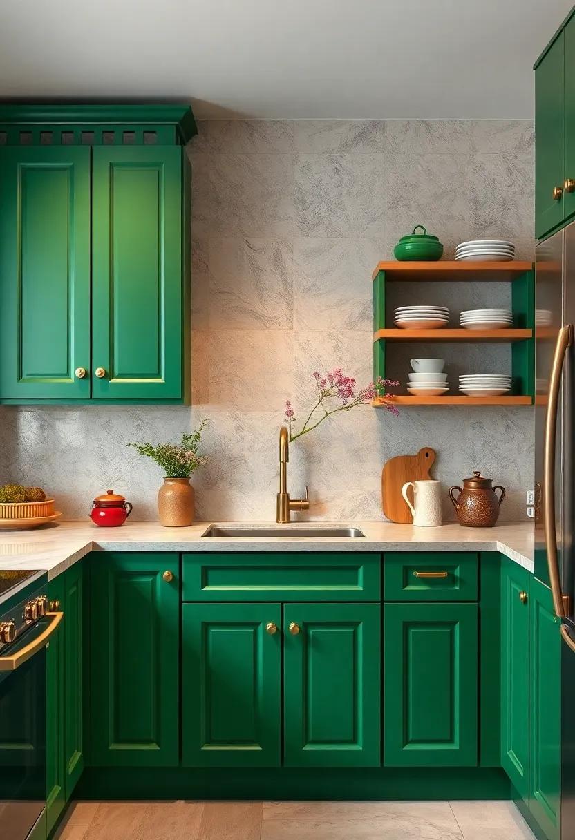 Open Shelving: Use open ​shelving alongside green cabinetry to⁣ display colorful dishware, adding depth ​and interest ⁢to the room