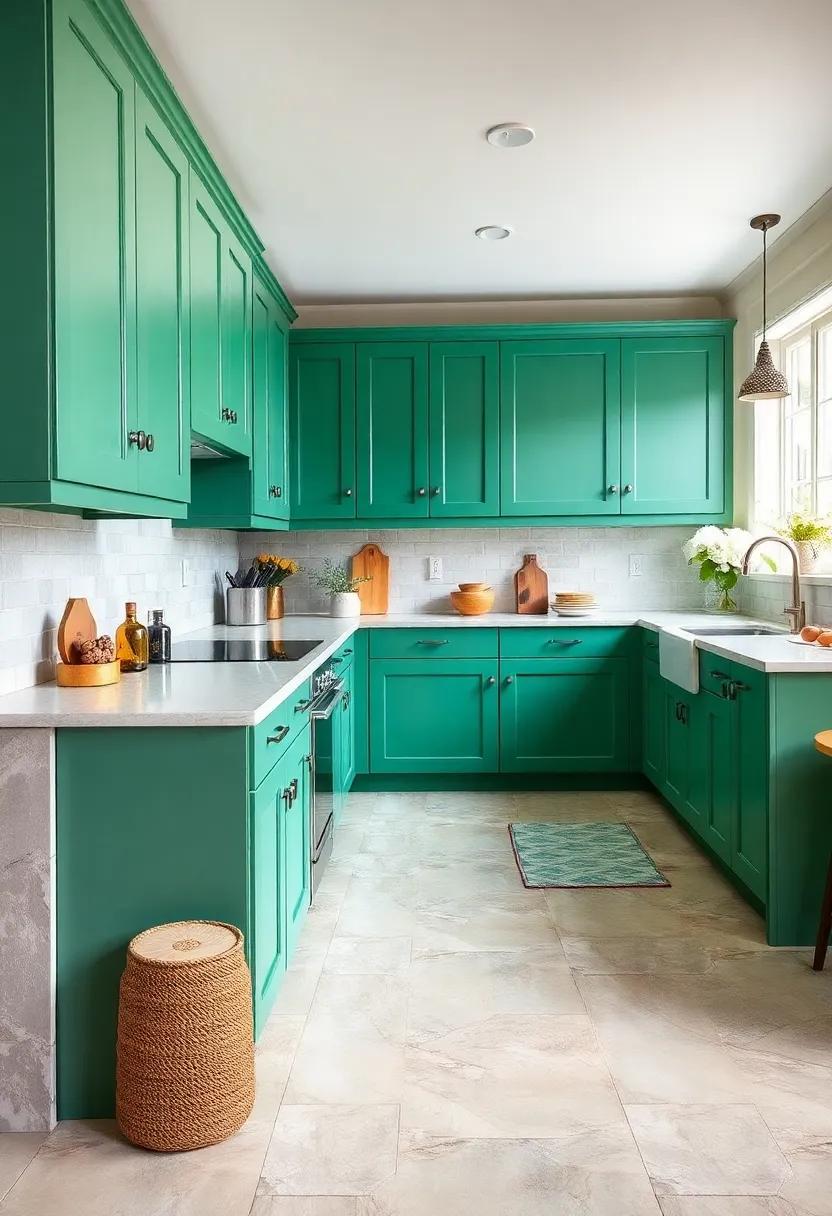 Understated glam: Consider shaker-style cabinets in a soft emerald hue for a ‍classic, elegant appearance without being overwhelming