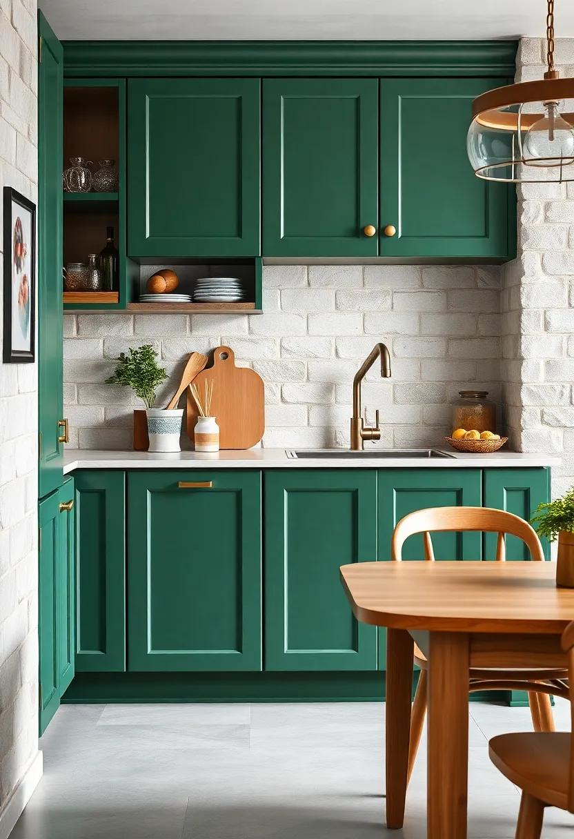 Unique Accents:​ Update ⁢the cabinetry ⁣with brass handles or knobs to add a stunning touch of contrast against​ the green