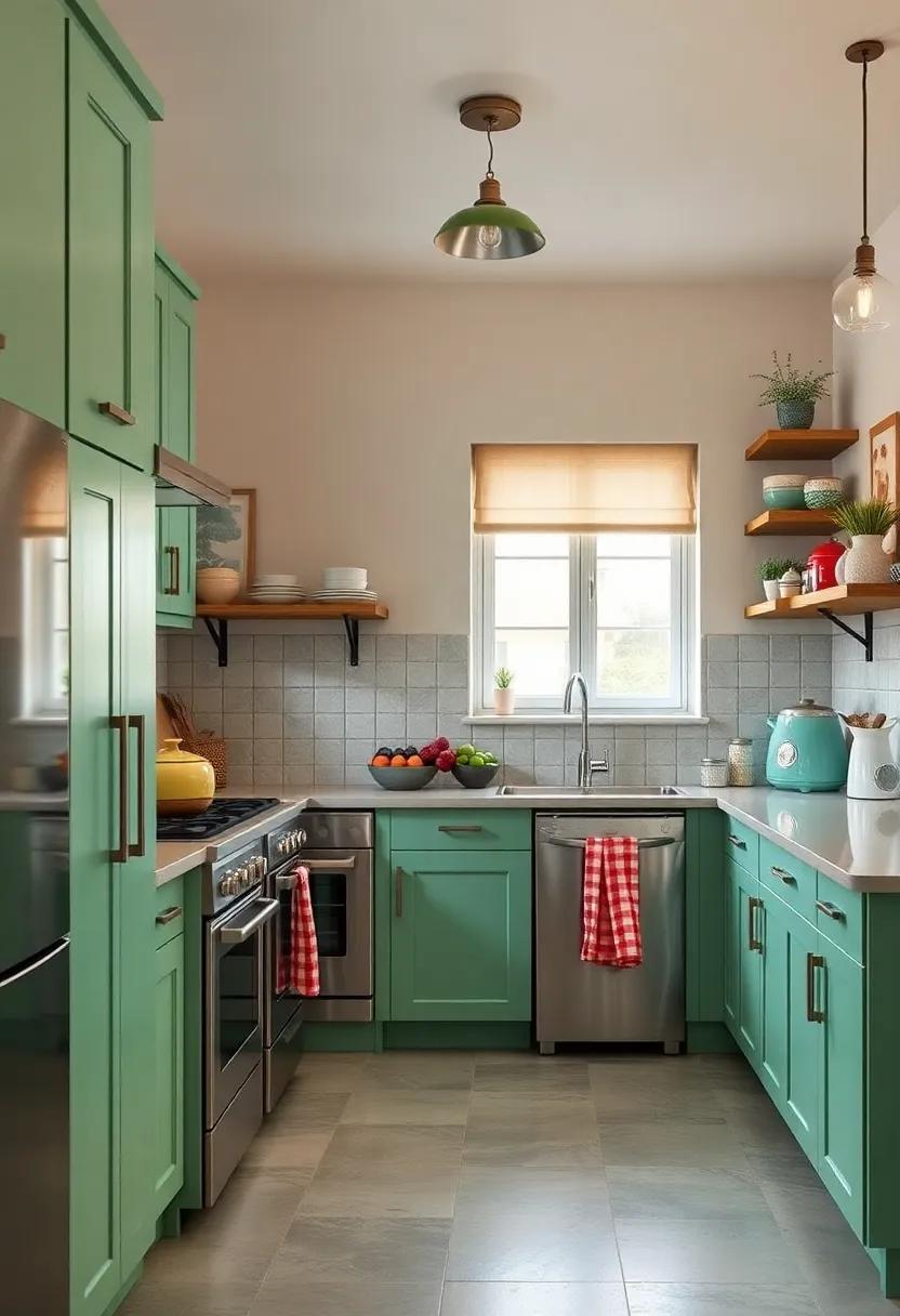 Vintage Charm: Incorporate retro mint green cabinets⁣ mixed with vintage appliances for a nostalgic and charming atmosphere