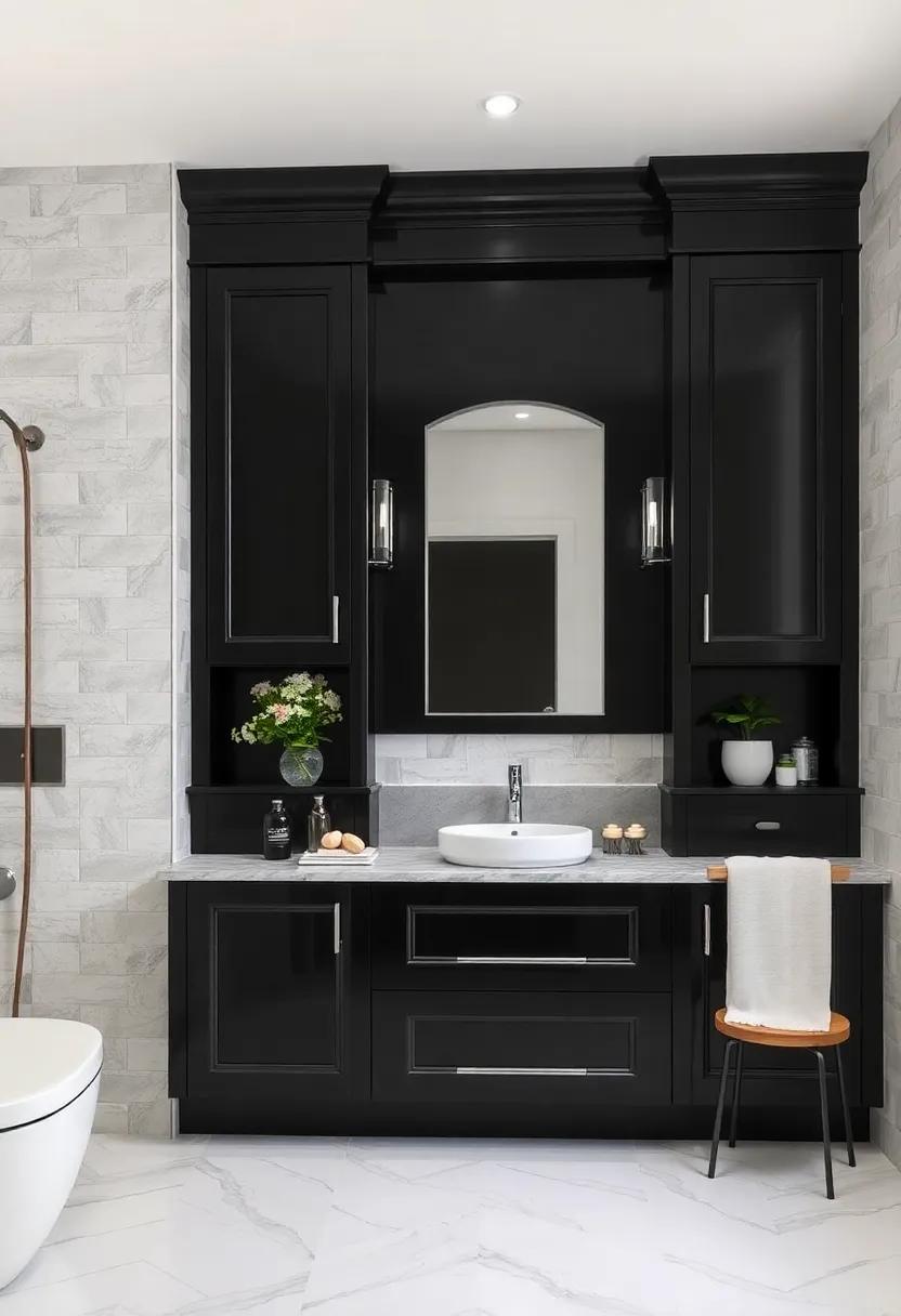 Classic Black and White: Create an elegant look by pairing ​glossy black cabinetry with crisp white tiles, accented ⁤by chrome fixtures for‌ a timeless appeal