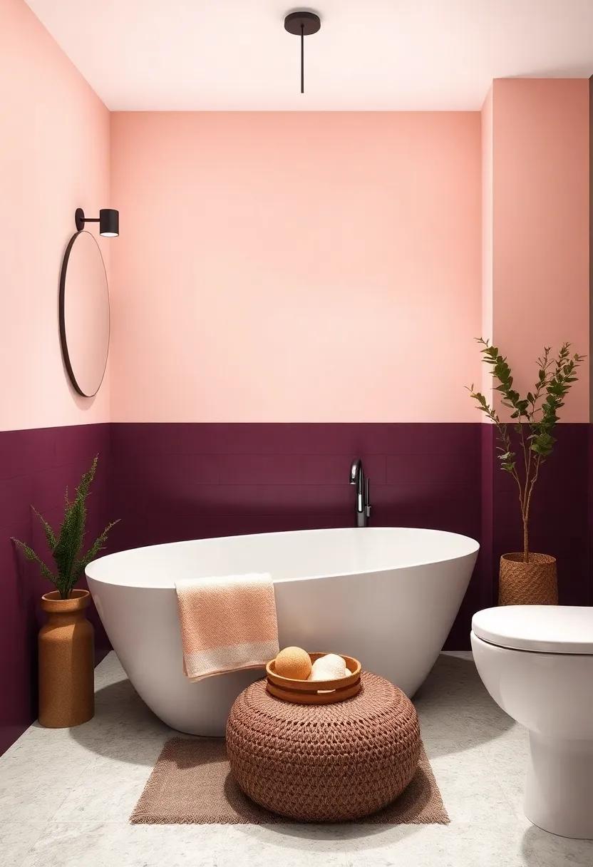 Blush and Deep Plum: Pair soft blush ⁣with deep plum for an unexpected and⁣ chic combination that adds drama and sophistication to your bathroom design