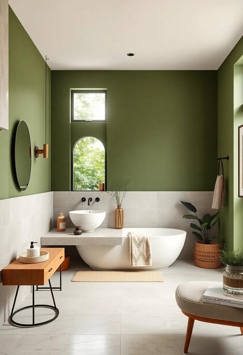 Olive Green ‍and‌ Cream: Channel nature with rich olive green walls ⁢complemented by creamy elements for a sophisticated yet earthy feel that brings‌ the outdoors in
