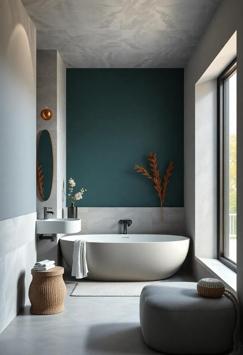 Dark Teal and Soft ⁣Gray:​ Make a striking statement with deep teal accented by​ soft gray, combining rich hues for ‍a calm yet ‌captivating bathroom experience