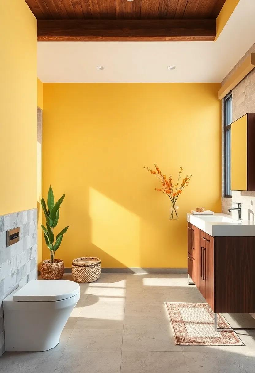 Creamy Yellow and Deep Brown: Brighten the space ‌with sunny creamy yellow walls balanced by deep ⁣brown cabinetry,⁤ offering a cheerful yet grounded aesthetic