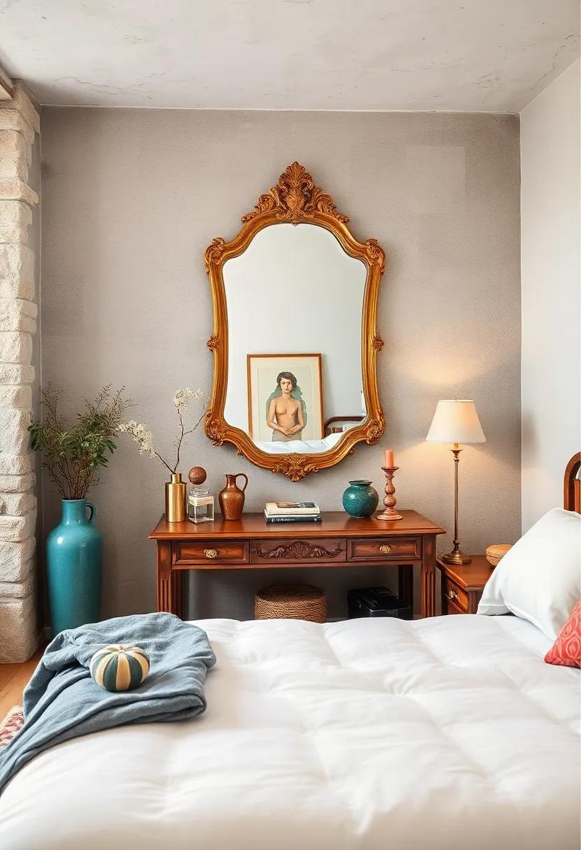 The Artistic Touch: Experience an artist’s bedroom adorned with a‌ uniquely shaped antique ⁢mirror, creating an⁢ inspiring backdrop for ‍creativity