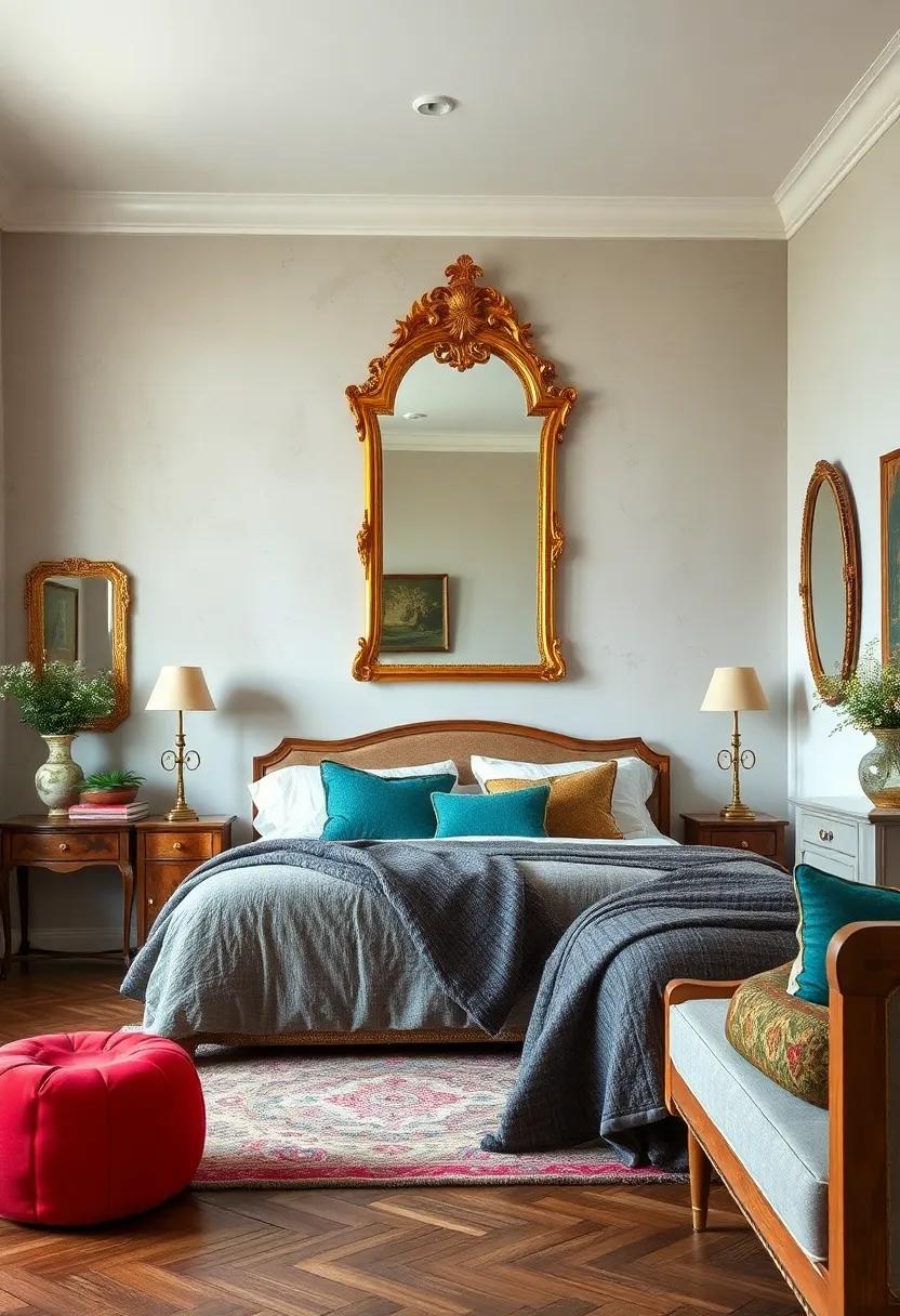 time-Traveling Elegance: ‌experience the ⁣grandeur of a traditional Victorian bedroom, highlighted by an intricately designed gilded mirror, embodying timeless sophistication