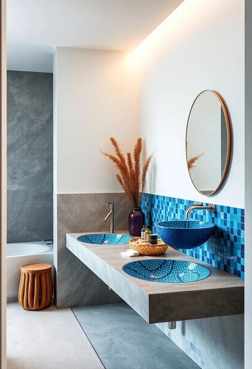 Artistic Blue Mosaic⁢ Sinks: Select vibrant blue mosaic sinks​ as a​ focal point, celebrating the craftsmanship and uniqueness of each piece