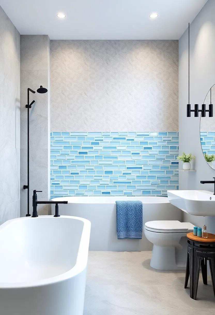 Chic Glass Tile Backsplash: Install a stunning glass tile backsplash in shades of soft blue for a ‍modern touch ⁤that reflects both light and style