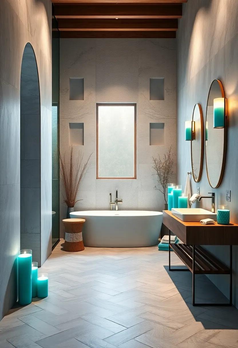 Shimmering Aquamarine Candles: Utilize aquamarine candles in various heights for a soft glow and subtle color accents⁢ that⁣ enhance the tranquil vibe