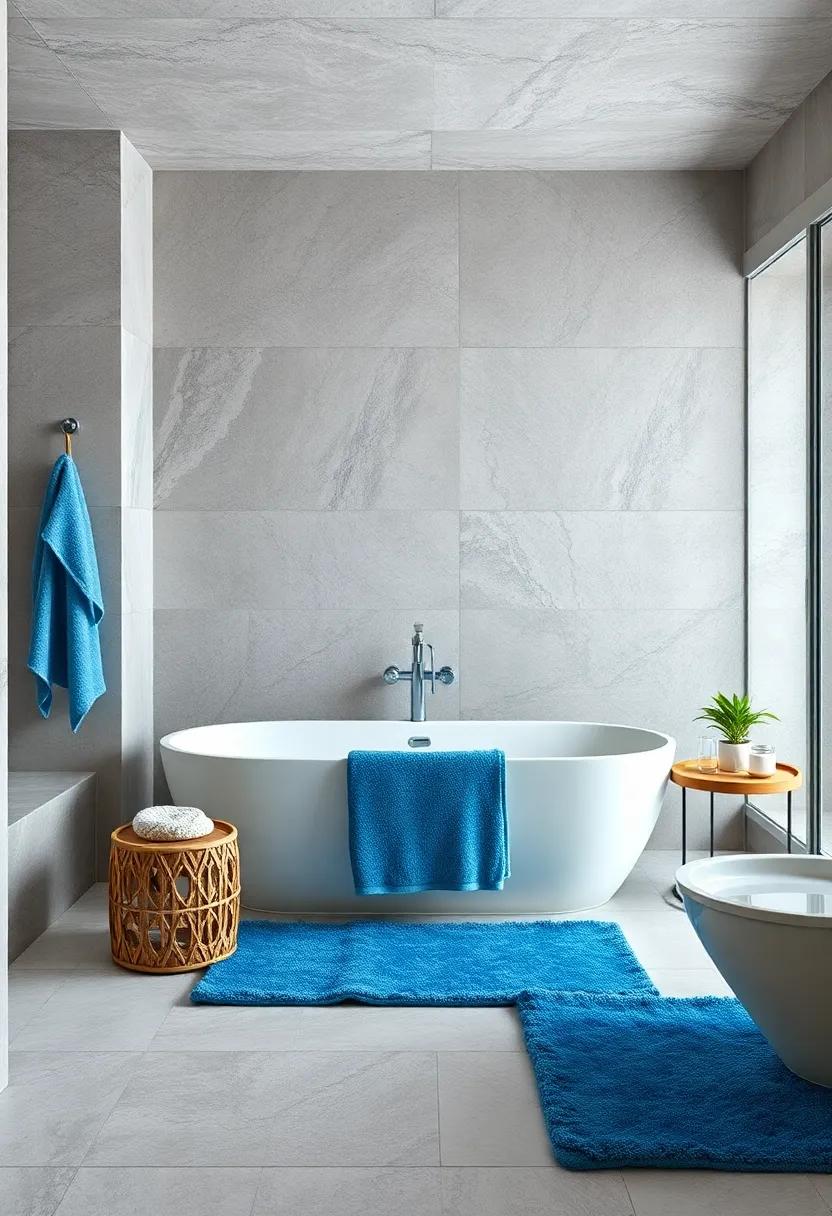 Soothing Blue Linens: invest in plush towels and bath mats in various shades of blue for a ‌layered look that feels cozy and inviting