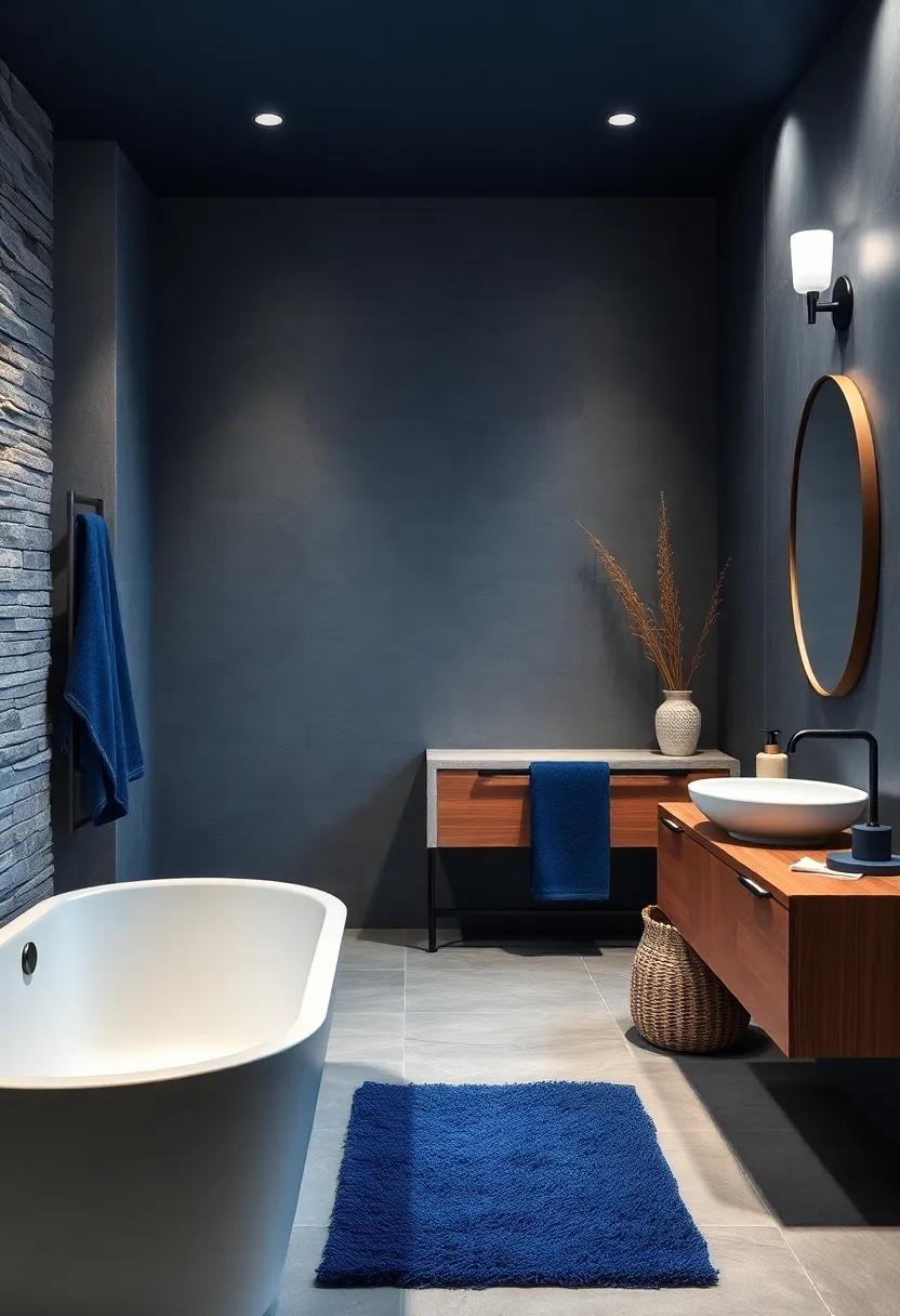Spa-like ⁣Ambiance with Navy Accents: incorporate ‍rich navy accents in your decor, such ‍as towels and accessories, to create depth and ⁢contrast against lighter shades