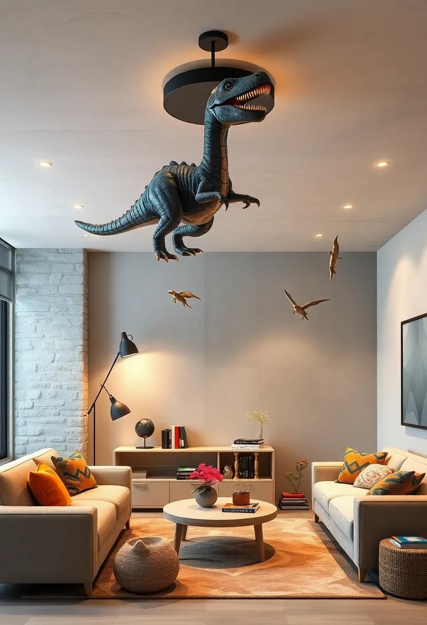 Dino-Mite Design: A Dinosaur Ceiling Light that‌ brings prehistoric ‌fun to the forefront,⁤ exciting⁣ for young paleontologists