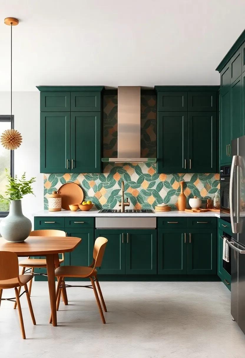 Bold ‍Backsplash Choices: Opt for colorful or patterned ⁤backsplashes ‌that play off the dark green, ‌making your kitchen a vibrant⁢ focal point