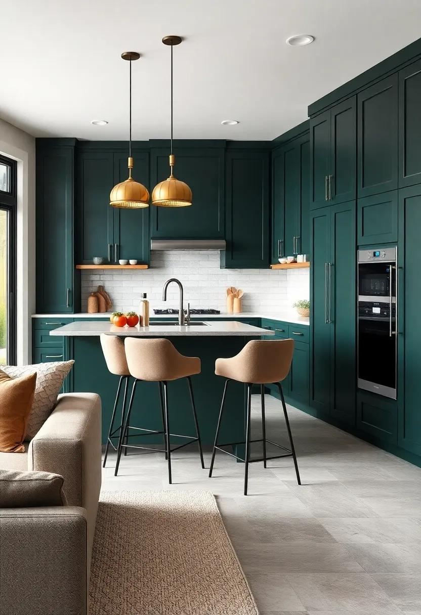 Chic Bar Stools: Select trendy bar⁤ stools in‍ complementary colors or⁣ finishes that harmonize with dark ⁤green for a cohesive look