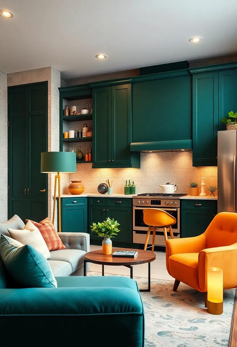 Contrasting Floor Lamps: Incorporate stylish ⁢floor ⁣lamps⁣ that use contrasting colors to enhance the overall aesthetic of your space