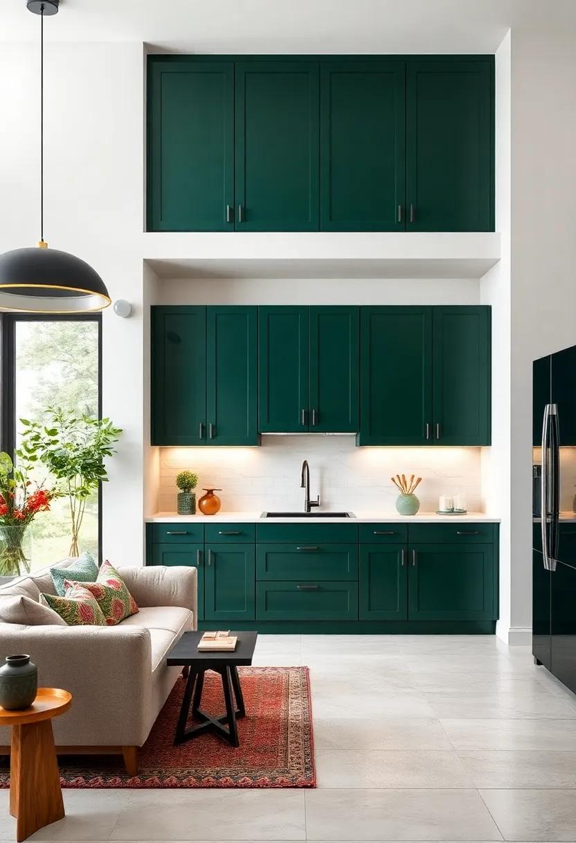 Custom​ Backlighting: Install LED lights ⁢under cabinets to illuminate dark green tones and add warmth and drama