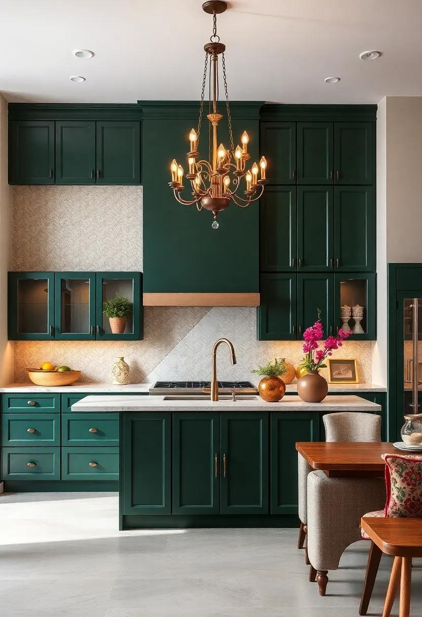 Elegant Lighting Fixtures: Invest in a statement chandelier that glimmers against the rich color, serving as an eye-catching focal ​point