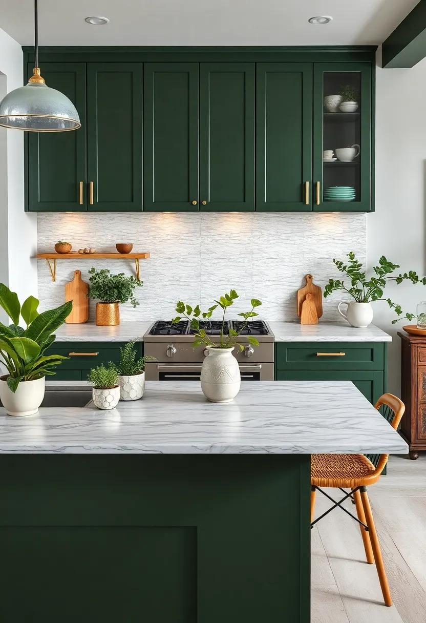 Embrace Nature with Botanical Accents: Incorporate houseplants or⁤ herbs to complement the rich tones ⁣of dark green cabinets, bringing​ a refreshing⁣ touch of nature indoors