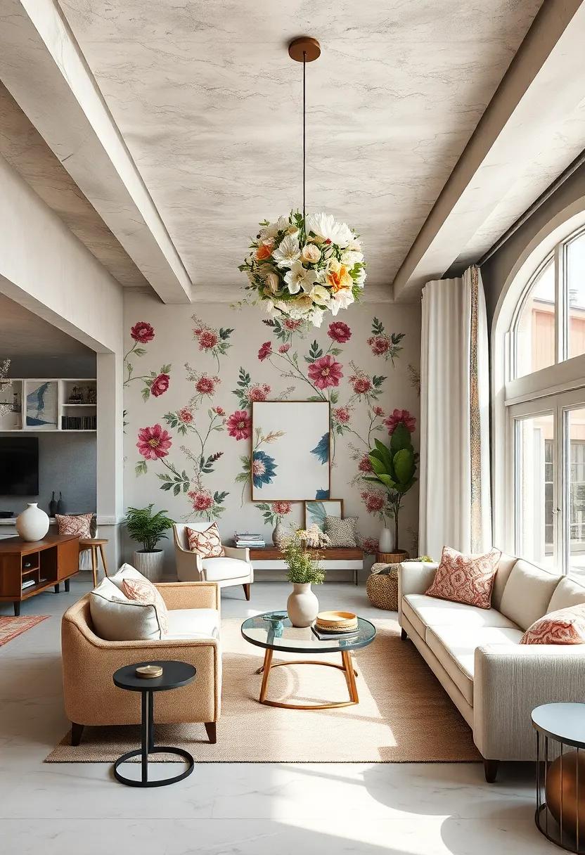 Ceiling Inspiration: Don’t overlook your ceiling—consider ⁤a floral pendant or light fixture as a stunning focal point