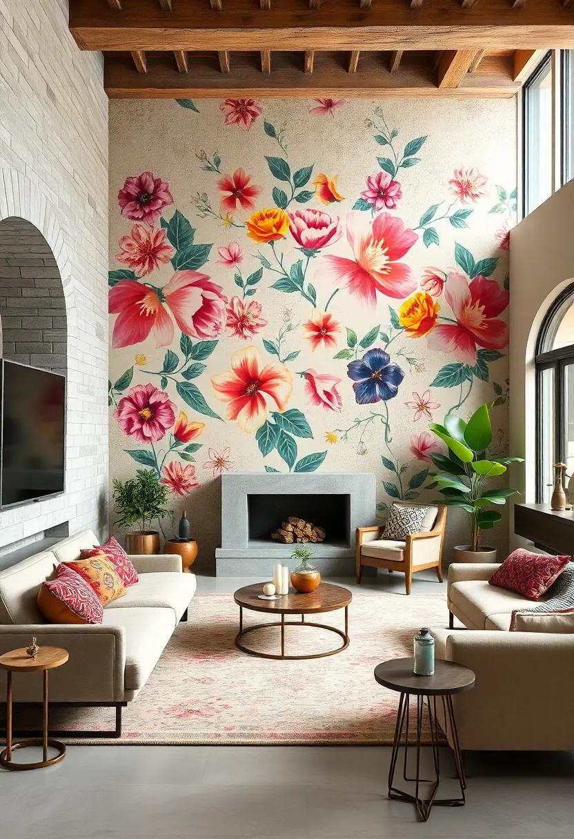 Feature Wall: Create a statement wall ⁤using oversized floral wallpaper to infuse energy ​into your​ space