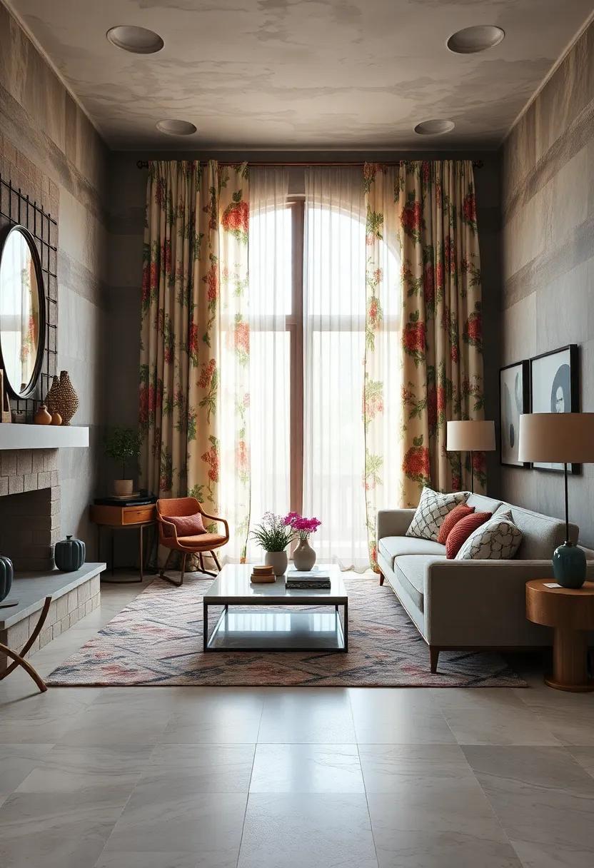 Floor-to-Ceiling Prints: Go bold with floral curtains reaching the floor ​to create an elegant,⁢ dramatic effect