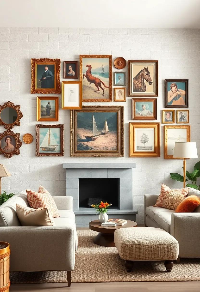 Curate a Gallery Wall with​ Vintage⁢ Frames: Mix ornate antique frames‍ with sleek modern ones to create visual ⁢intrigue