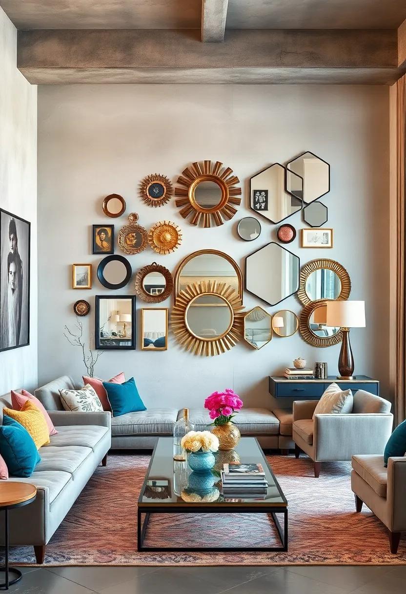 Unconventional Use of Mirrors: Arrange‍ various sizes⁣ and shapes of mirrors to create a stunning visual element that ⁢reflects both‌ light and art