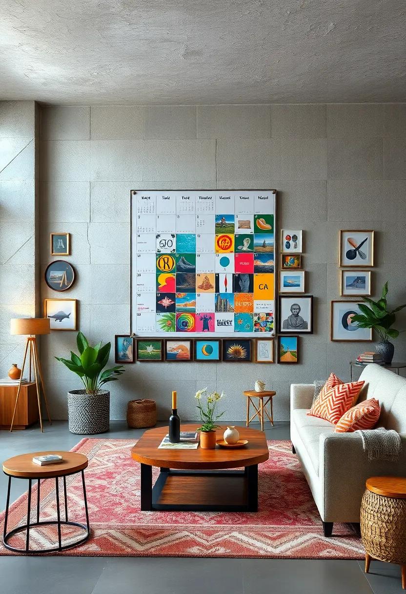 Artistic Calendar Display: Use an oversized⁤ wall calendar filled with your favorite art ‍pieces for both ⁣function and beauty