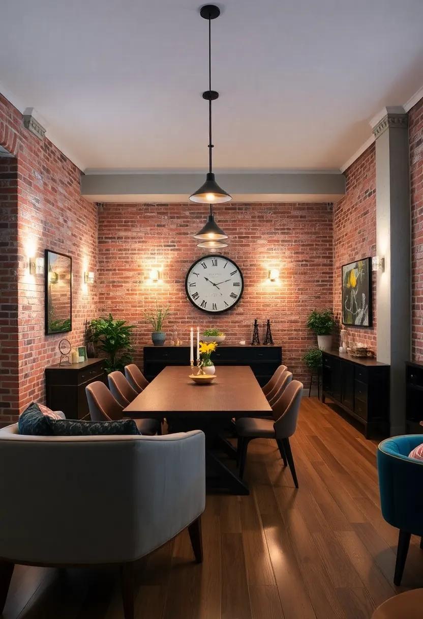Mix‌ and Match Chairs: Use an eclectic mix of dining chairs to ‍add personality while contrasting the rugged‌ brick