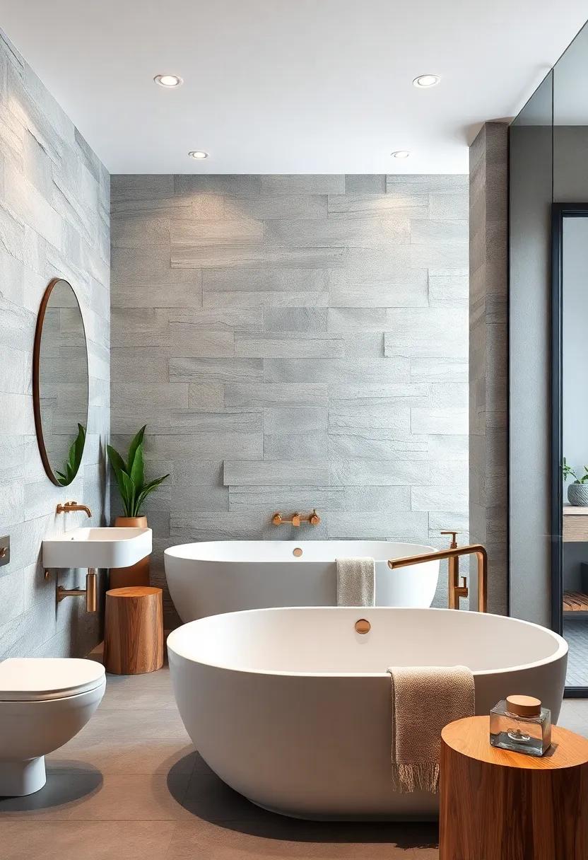 Succulent Stone: discover the beauty of limestone or slate‌ walls, bringing ⁤a rugged yet sophisticated ambiance to your bathing space