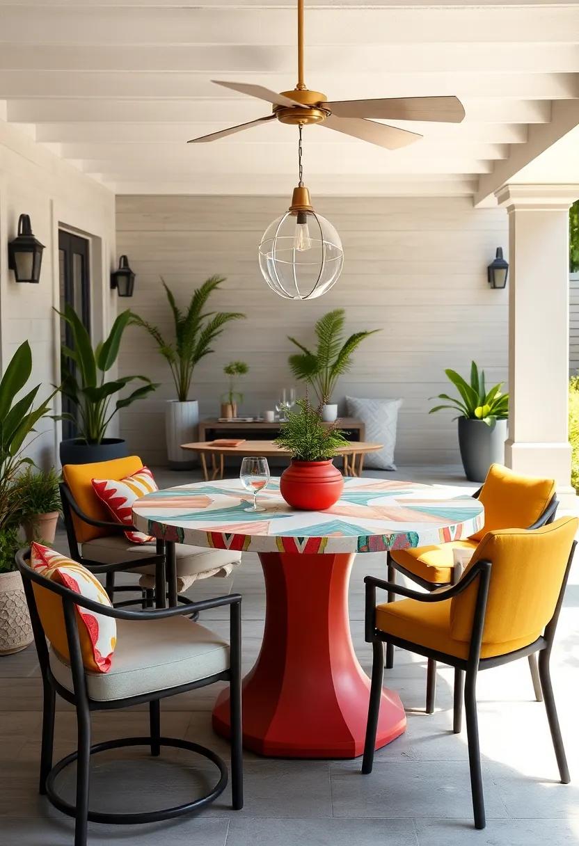 introduce a playful vibe with a colorful ⁣bar-height table that showcases whimsical ‍designs, bringing ⁤joy to your⁤ outdoor dining space